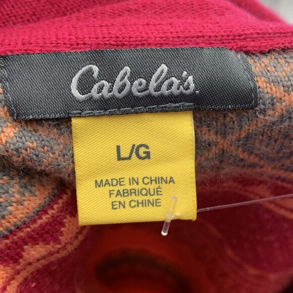 Cabelas Size Large Sweater Wool Blend Cowl Neck Pullover Pink Red Striped - Picture 3 of 5